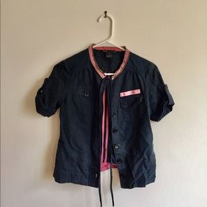 Marc Jacobs navy top, army meets femme